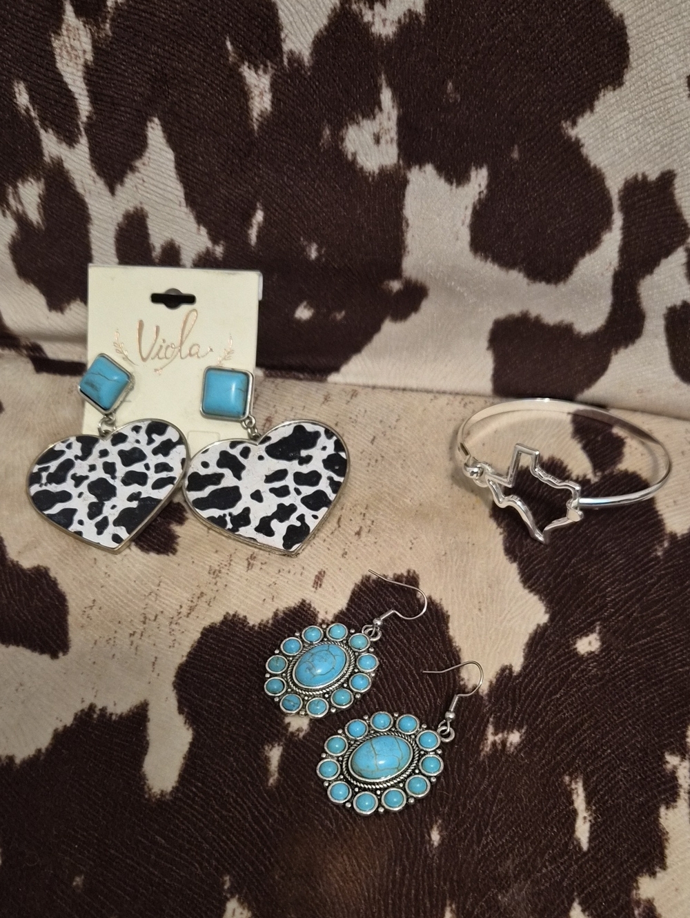 Turquoise Western Statement Earrings & Bracelet Bundle